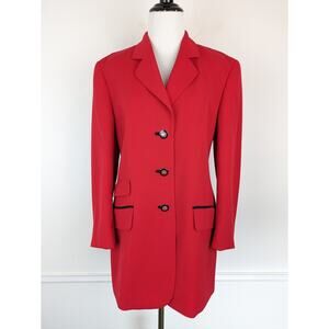 Basler Blazer Jacket Longline Wool Sophisticated Career Academia Red Size 6
